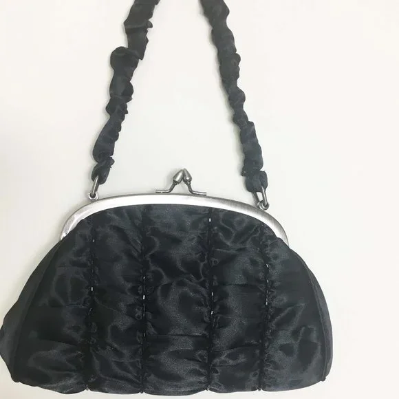 Ruched Satin Beaded Handbag NWOT - Picture 1 of 5